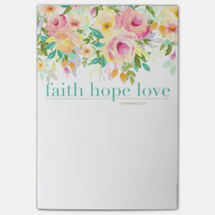 Faith Hope Love Aquarelle Floral Post-it® Notes
