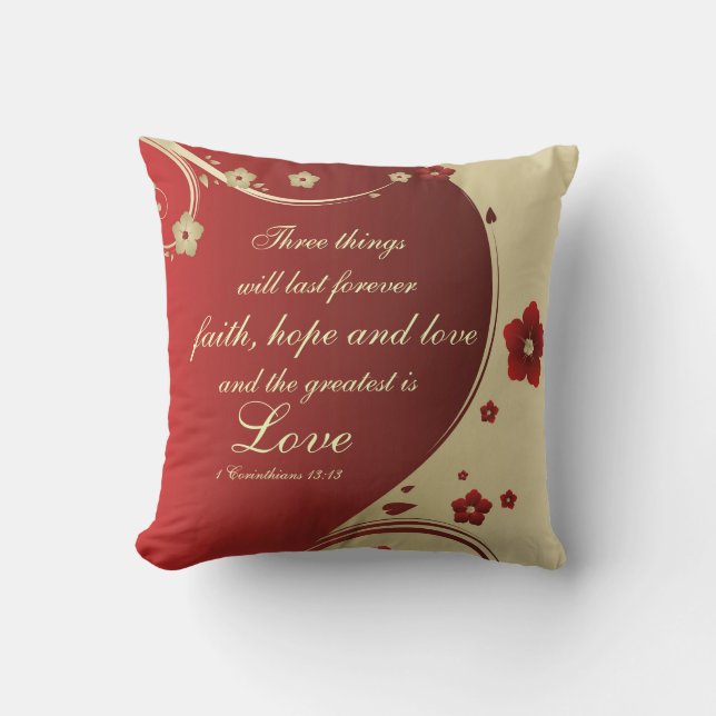Faith Hope Love Bible Verse Coussin Customisé (Recto)