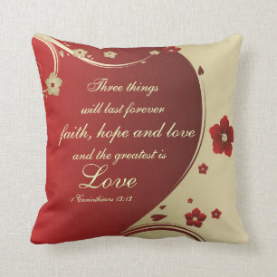 Faith Hope Love Bible Verse Coussin Customisé