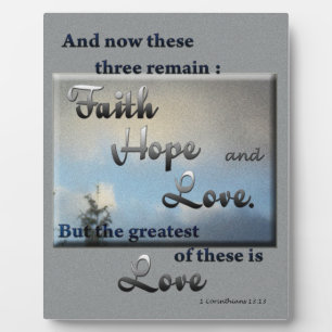 Faith Hope Love Bible Verse Plaque