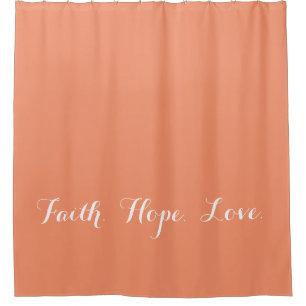 Faith Hope Love Coral Peach Douche rideau