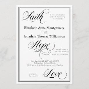 Faith Hope Love Graceful Script Faire-part de mari