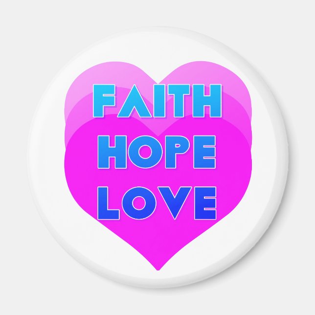 Faith Hope Love Hearts Inspirational Magnet (Devant)