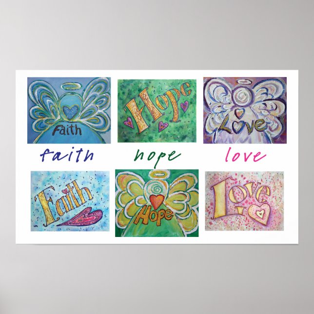 Faith Hope Love Word Collage Art Poster Imprimer (Devant)