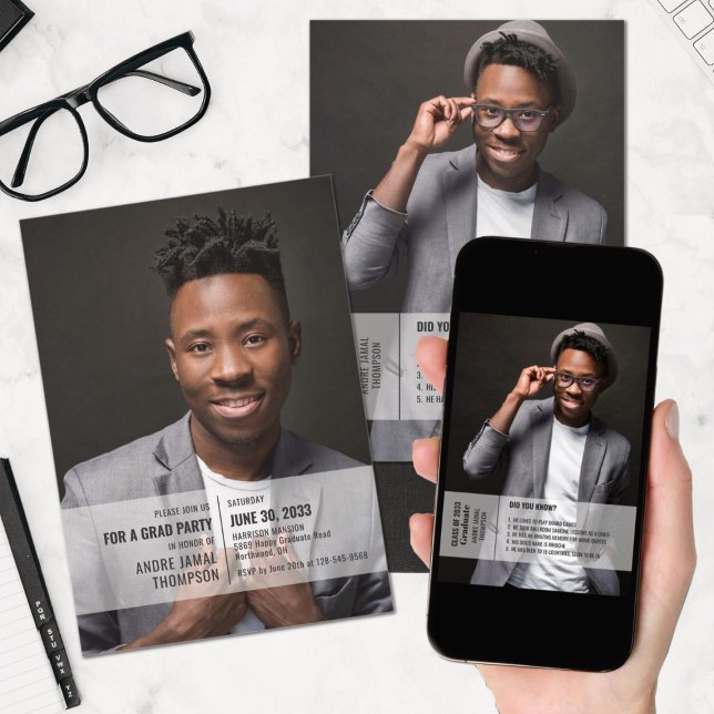 Faits amusants 2 photo graduation faire-part invit (Créateur téléchargé)