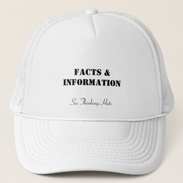 Faits et information, six casquettes de pensée (Devant)