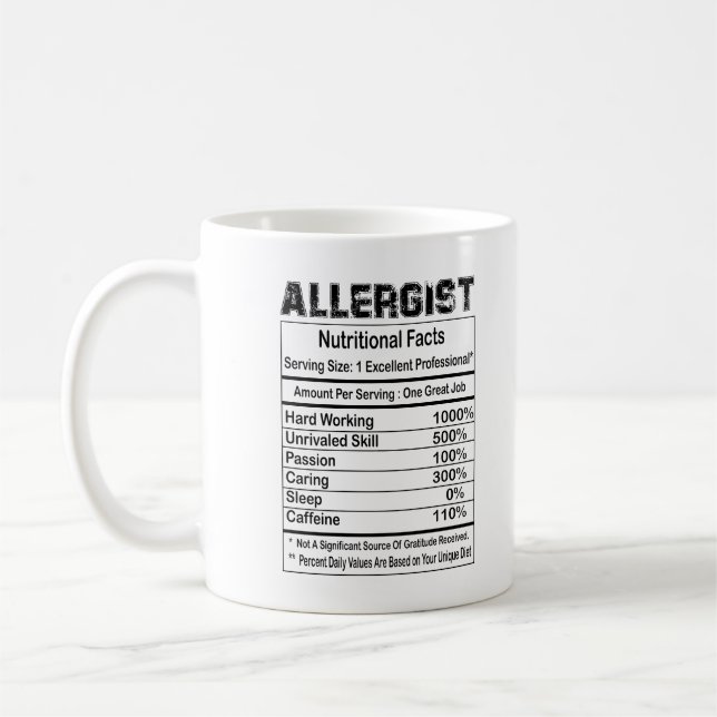 Faits nutritionnels allergisants 11oz Mug (Gauche)