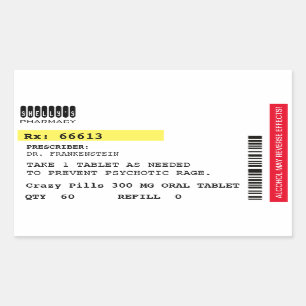 Fake Crazy pilules Prescription Étiquette Hallowee