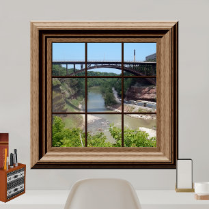 Fake Window Poster River Bridge Relaxing