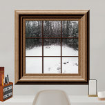 Fake Window Poster Winter Snow Scene With Trees<br><div class="desc">Faux window overlooking falling snow and snow covered trees. For more fake window posters visit the rest of this shop.</div>