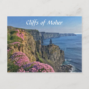 Falaises de Moher, Irlande, Carte postale Fleurs