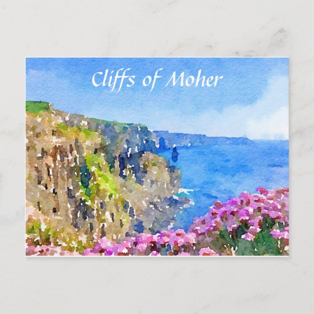 Falaises de Moher Irlande Watercolor Carte postale (Devant)