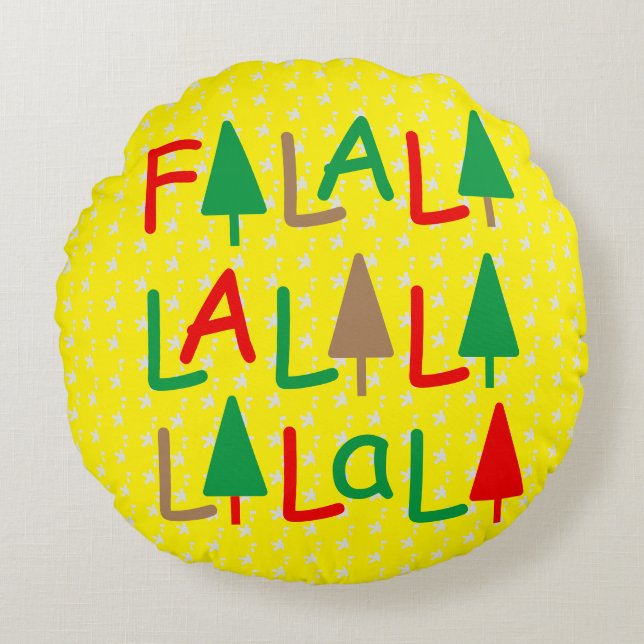 FaLaLaLaLa... Simple rouge vert jaune Coussin rond (Devant)
