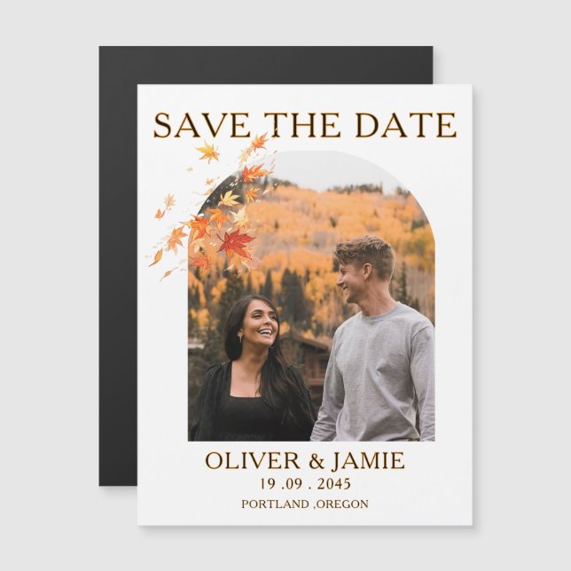 Fall Autumn Save the Date Wedding Magnetic Card (Devant / Derrière)