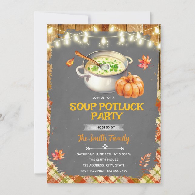Fall autumn soup swap party invitation (Devant)