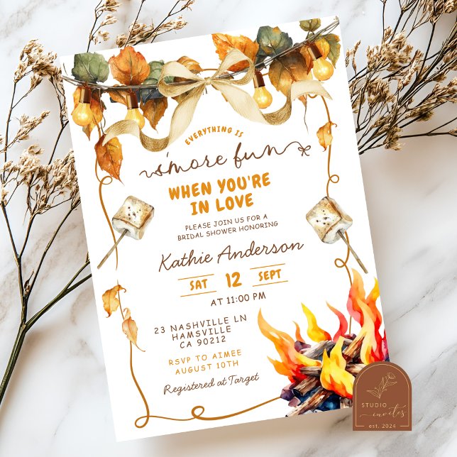 Fall Bow Coquette s'more bridal shower invitation (Créateur téléchargé)