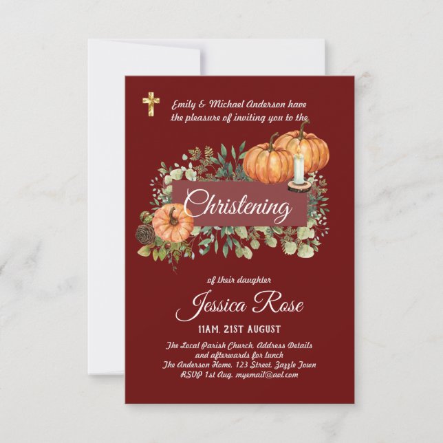 FALL Christening Invitations Baptême (Devant)