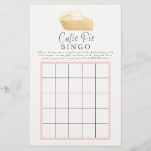 Fall Cutie Pie Baby shower Rose Bingo Carte de jeu