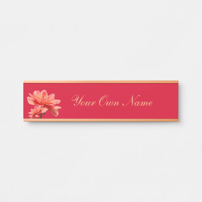 "Fall Dahlias" Red Hanging Nom Plaque Porte Signal (Devant)