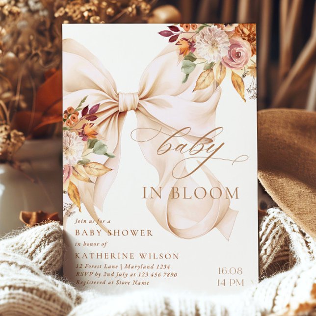 Fall Floral Bow Baby Shower Invitation (Créateur téléchargé)