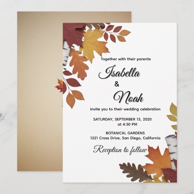 Fall Floral Wedding Invitation (Devant / Derrière)