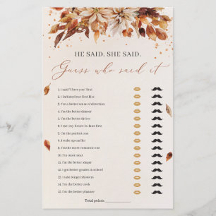 Fall Flowers Il a dit Elle a dit Fête des mariées