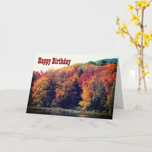 Fall Foliage Pond Nature Photographie Carte d'anni (Fleur jaune)