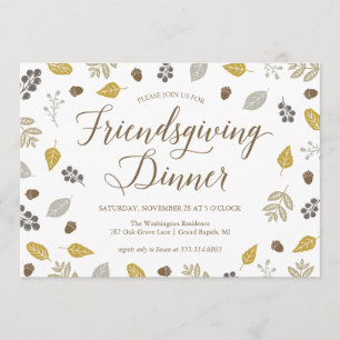 Fall Foliing Friendsgiving Dinner Party Invitation
