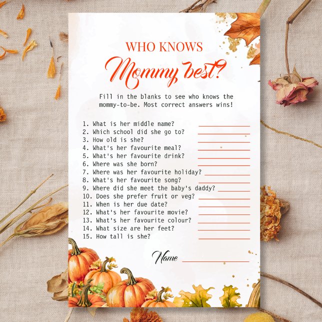 Fall Harvest Mommy Best Baby Shower Game (Créateur téléchargé)