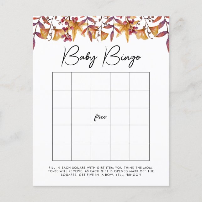 Fall in Love Baby Bingo Baby shower Jeu (Devant)