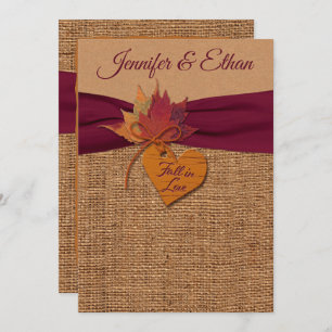 Fall in Love Burlap, Faire-part de mariage Feuille