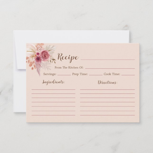 Fall In Love Elegant Boho Bridal Recipe Card (Devant)