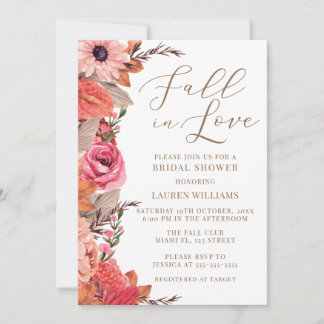Fall In Love floral Bridal Shower Invitation