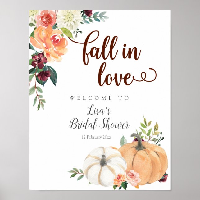 Fall in Love Marsala Citrouille Affiche de bienven (Devant)