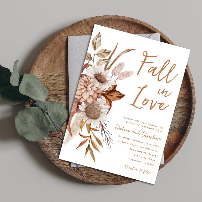 Fall In Love Rustic Autumn Wedding Invitation (Créateur téléchargé)