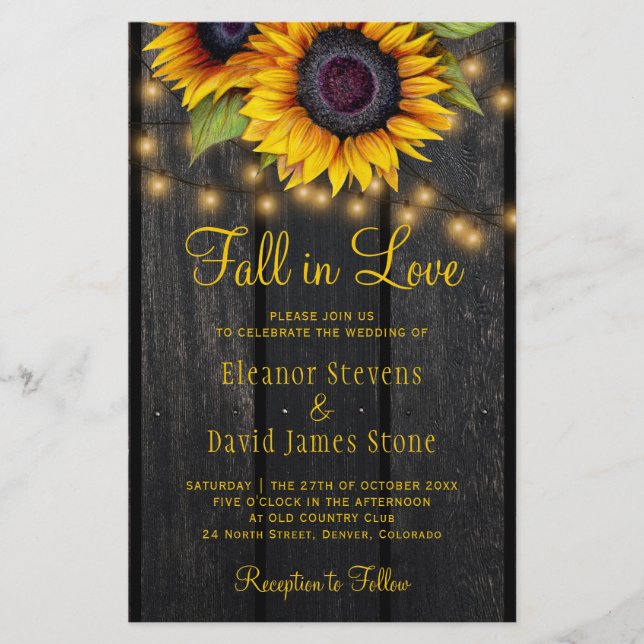 Fall in Love rustique mariage de tournesols de cam (Devant)
