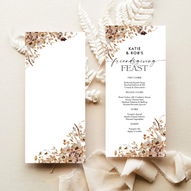 Fall Leaves Thanksgiving Dinner Flat Menu (Créateur téléchargé)
