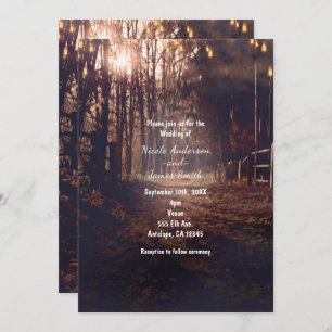 Fall Lit Country Road Rustic Wedding Invitations