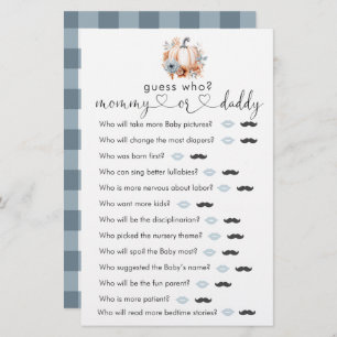 Fall Little Citrouille Baby shower "Devinez Qui" J