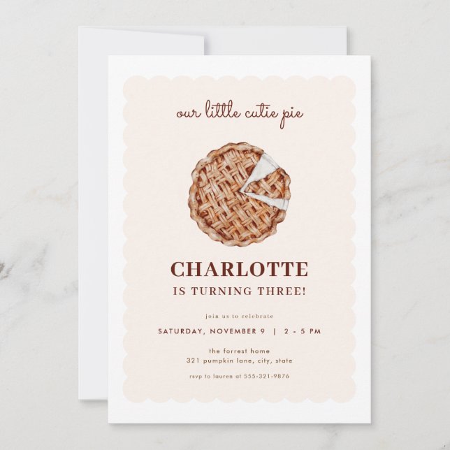 Fall Little Cutie Pie Anniversaire Invitation (Devant)