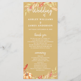 Fall Love Golden Foliage Programme de mariage jaun