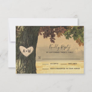 Fall Oak Tree Pays Mariage rustique Cartes RSVP