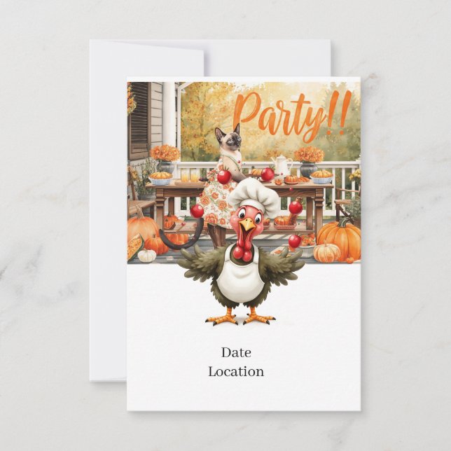 Fall Party Invitation Card – Cozy Autumn Gathering (Devant)