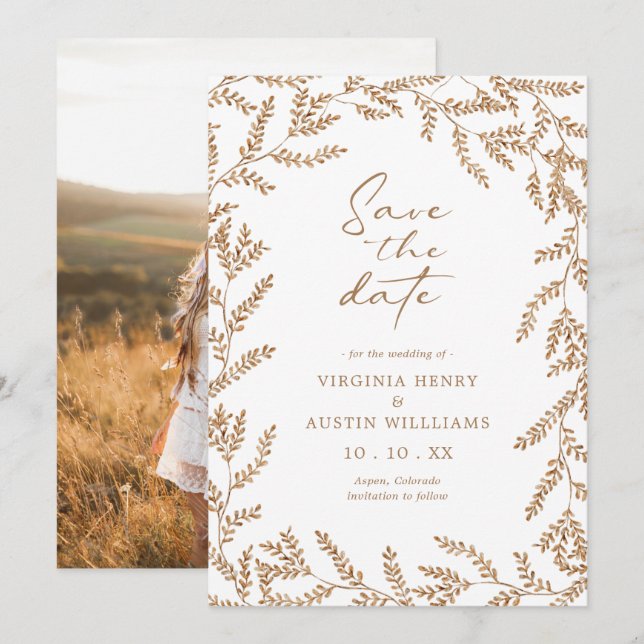 Fall Photo Wedding Save The Date (Devant / Derrière)