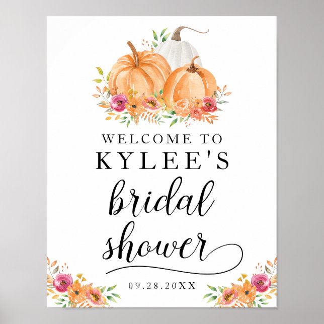 Fall Pumpkins Bridal Shower Welcome Poster (Devant)
