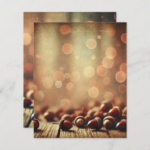Fall Rustic Wood & Acorns Bokeh Scrapbook Paper