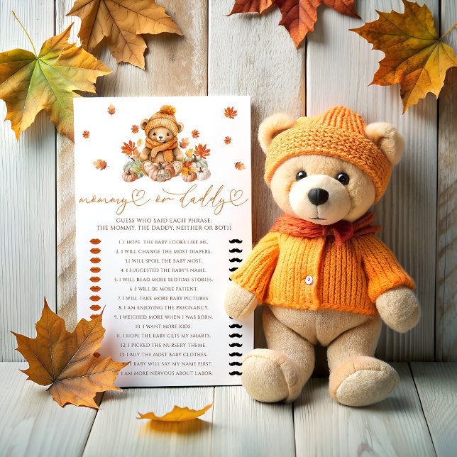 Fall Teddy Bear Maman ou papa Baby shower jeu (Créateur téléchargé)