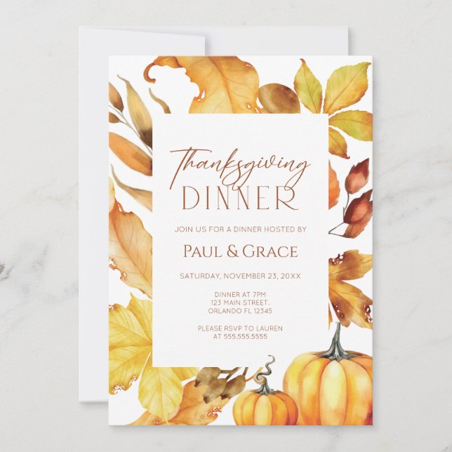 Fall Thanksgiving Dinner Invitation (Devant)