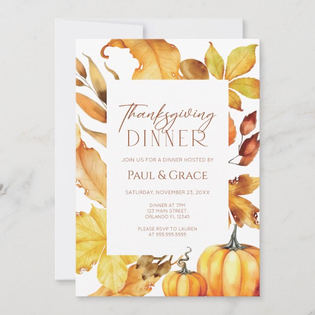 Fall Thanksgiving Dinner Invitation (Devant)