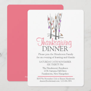 Fall Thanksgiving tree Dîner invitation
